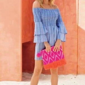 NWT Smocked Off the shoulder Striped Dress